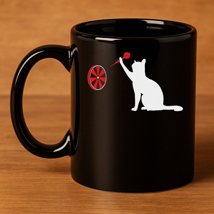 Darts Cat Funny Dart Throwing Cat Dart And Cat Lover 11oz C Handle Ceramic Mug
