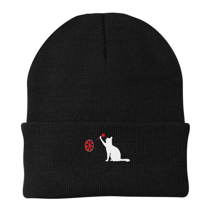 Darts Cat Funny Dart Throwing Cat Dart And Cat Lover Knit Cap Winter Beanie