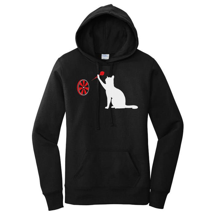 Darts Cat Funny Dart Throwing Cat Dart And Cat Lover Women's Pullover Hoodie