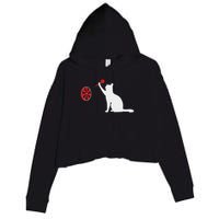 Darts Cat Funny Dart Throwing Cat Dart And Cat Lover Crop Fleece Hoodie