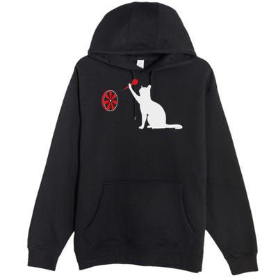 Darts Cat Funny Dart Throwing Cat Dart And Cat Lover Premium Pullover Hoodie