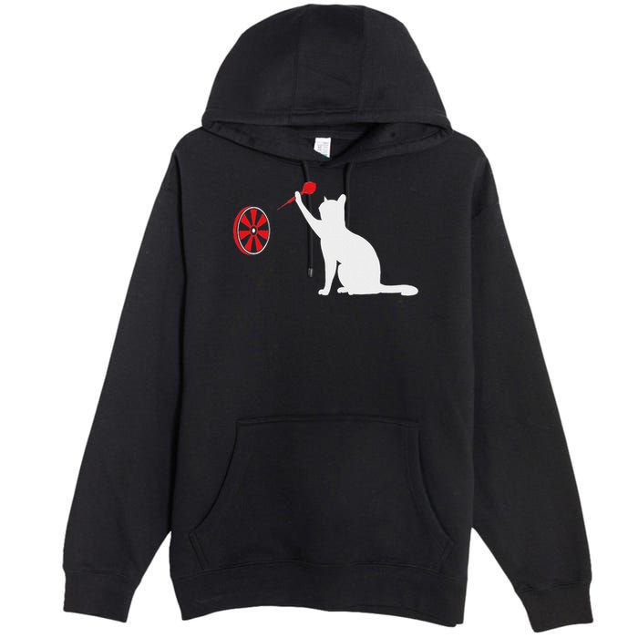 Darts Cat Funny Dart Throwing Cat Dart And Cat Lover Premium Pullover Hoodie