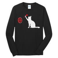 Darts Cat Funny Dart Throwing Cat Dart And Cat Lover Tall Long Sleeve T-Shirt