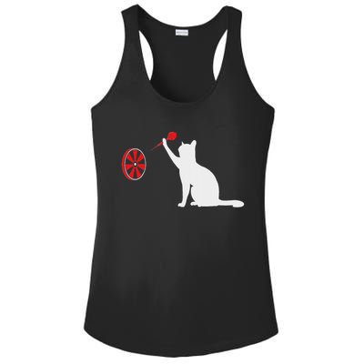 Darts Cat Funny Dart Throwing Cat Dart And Cat Lover Ladies PosiCharge Competitor Racerback Tank