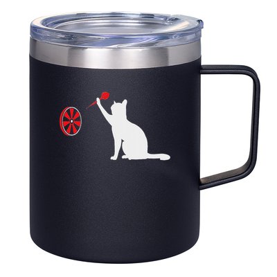 Darts Cat Funny Dart Throwing Cat Dart And Cat Lover 12oz Stainless Steel Coffee Mug