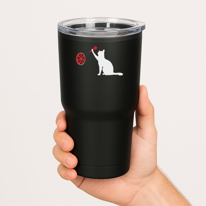 Darts Cat Funny Dart Throwing Cat Dart And Cat Lover Tumbler