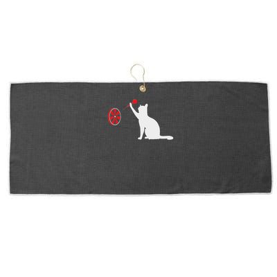 Darts Cat Funny Dart Throwing Cat Dart And Cat Lover Large Microfiber Waffle Golf Towel