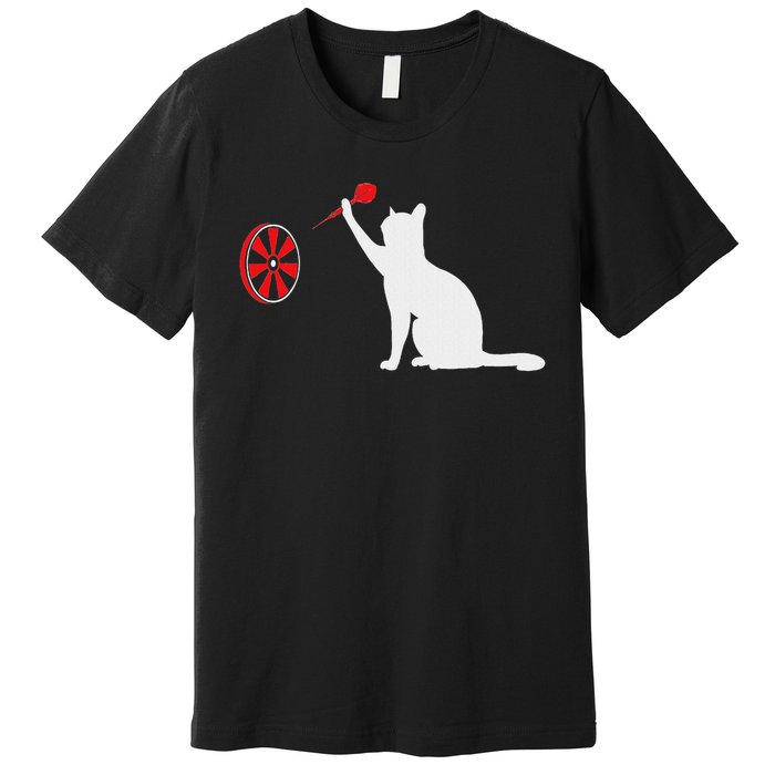 Darts Cat Funny Dart Throwing Cat Dart And Cat Lover Premium T-Shirt
