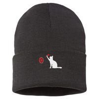 Darts Cat Funny Dart Throwing Cat Dart And Cat Lover Sustainable Knit Beanie