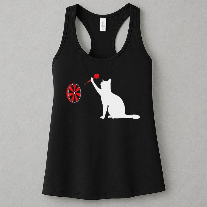 Darts Cat Funny Dart Throwing Cat Dart And Cat Lover Womens Tank Top