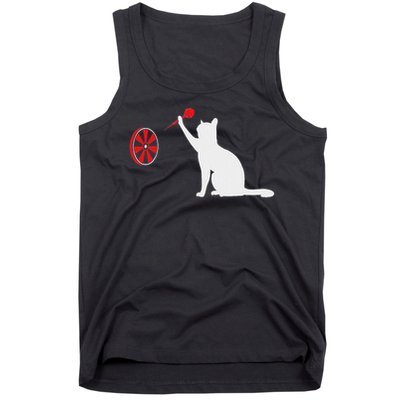 Darts Cat Funny Dart Throwing Cat Dart And Cat Lover Tank Top
