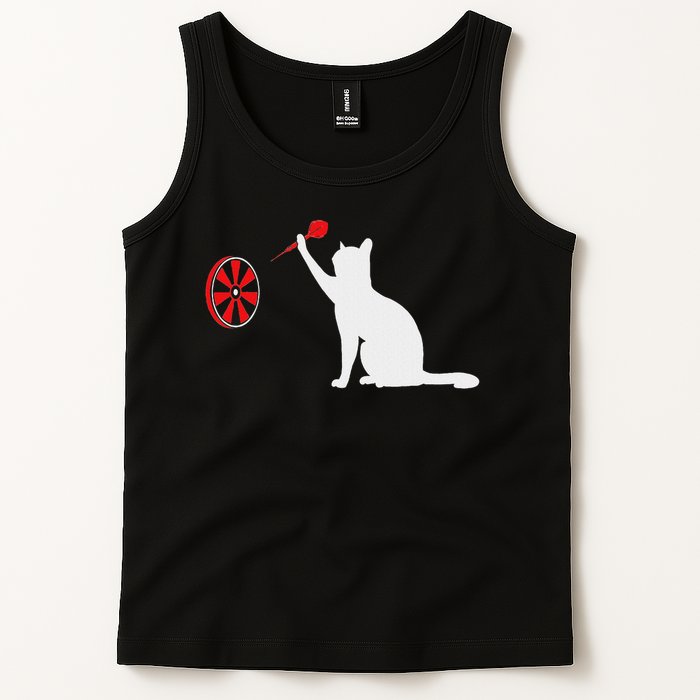 Darts Cat Funny Dart Throwing Cat Dart And Cat Lover Tank Top