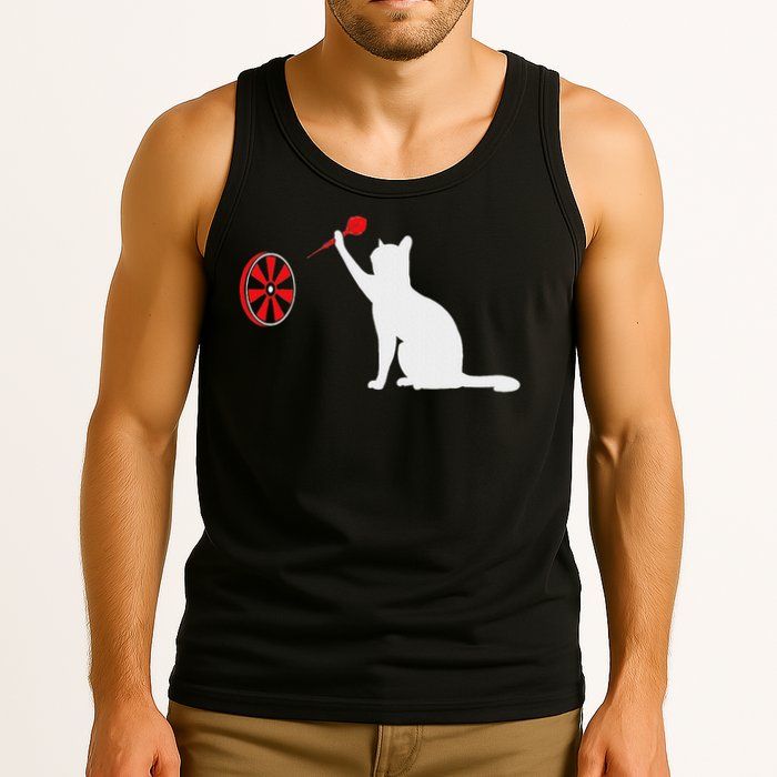 Darts Cat Funny Dart Throwing Cat Dart And Cat Lover Tank Top