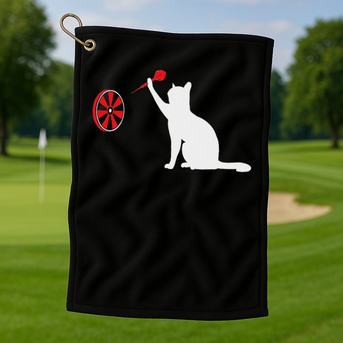 Darts Cat Funny Dart Throwing Cat Dart And Cat Lover Golf Towel
