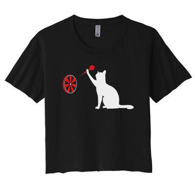 Darts Cat Funny Dart Throwing Cat Dart And Cat Lover Crop Top
