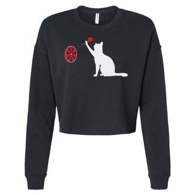 Darts Cat Funny Dart Throwing Cat Dart And Cat Lover Cropped Pullover Crew