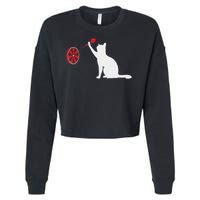 Darts Cat Funny Dart Throwing Cat Dart And Cat Lover Cropped Pullover Crew