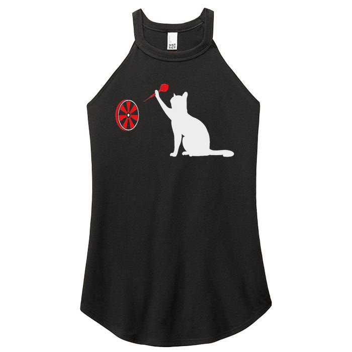 Darts Cat Funny Dart Throwing Cat Dart And Cat Lover Women's Perfect Tri Rocker Tank