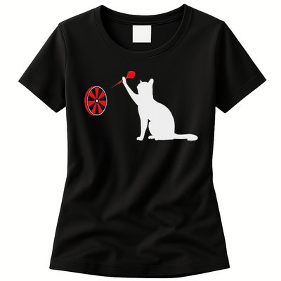 Darts Cat Funny Dart Throwing Cat Dart And Cat Lover Womens T-Shirt