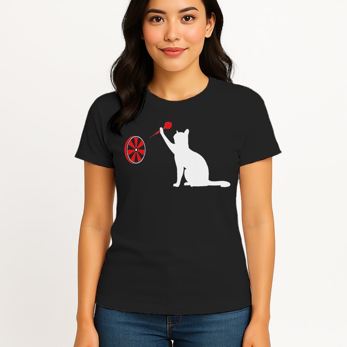 Darts Cat Funny Dart Throwing Cat Dart And Cat Lover Womens T-Shirt