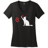 Darts Cat Funny Dart Throwing Cat Dart And Cat Lover Women's V-Neck T-Shirt
