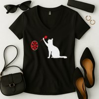 Darts Cat Funny Dart Throwing Cat Dart And Cat Lover Women's V-Neck T-Shirt