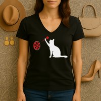 Darts Cat Funny Dart Throwing Cat Dart And Cat Lover Women's V-Neck T-Shirt