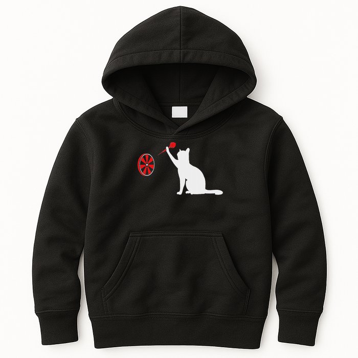 Darts Cat Funny Dart Throwing Cat Dart And Cat Lover Kids Hoodie