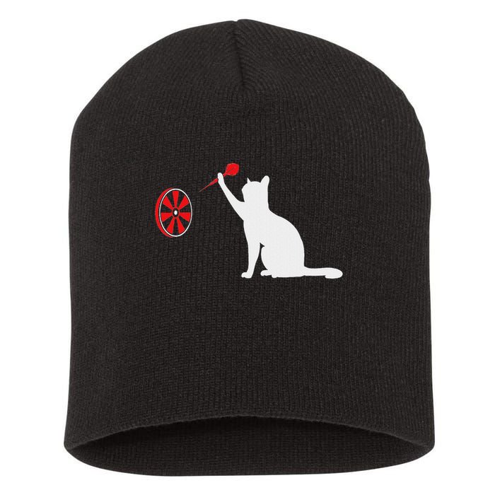 Darts Cat Funny Dart Throwing Cat Dart And Cat Lover Short Acrylic Beanie