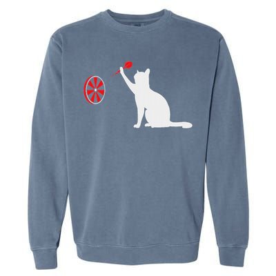 Darts Cat Funny Dart Throwing Cat Dart And Cat Lover Garment-Dyed Sweatshirt