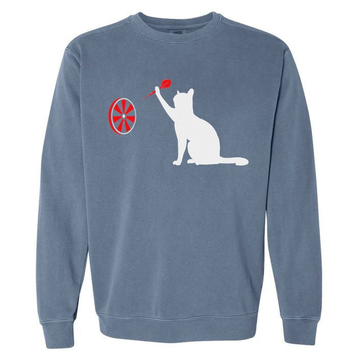 Darts Cat Funny Dart Throwing Cat Dart And Cat Lover Garment-Dyed Sweatshirt