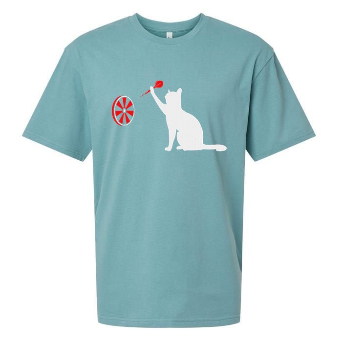 Darts Cat Funny Dart Throwing Cat Dart And Cat Lover Sueded Cloud Jersey T-Shirt