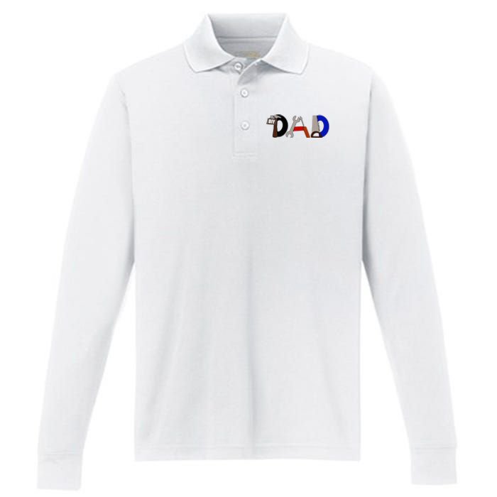 Dad Can Fix Anything Performance Long Sleeve Polo