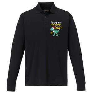 Dinosaur Christmas Fa Ra Ra Ra Rawr Trex Xmas Great Gift Performance Long Sleeve Polo