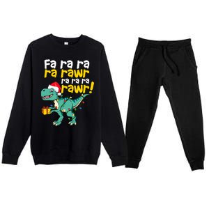 Dinosaur Christmas Fa Ra Ra Ra Rawr Trex Xmas Great Gift Premium Crewneck Sweatsuit Set