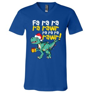 Dinosaur Christmas Fa Ra Ra Ra Rawr Trex Xmas Great Gift V-Neck T-Shirt