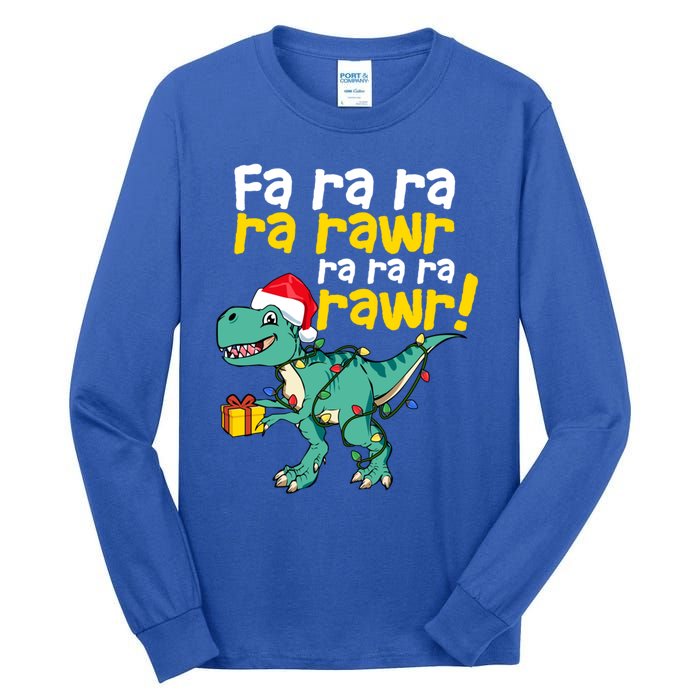 Dinosaur Christmas Fa Ra Ra Ra Rawr Trex Xmas Great Gift Tall Long Sleeve T-Shirt