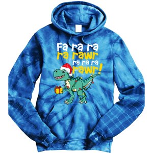 Dinosaur Christmas Fa Ra Ra Ra Rawr Trex Xmas Great Gift Tie Dye Hoodie