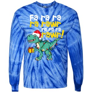 Dinosaur Christmas Fa Ra Ra Ra Rawr Trex Xmas Great Gift Tie-Dye Long Sleeve Shirt