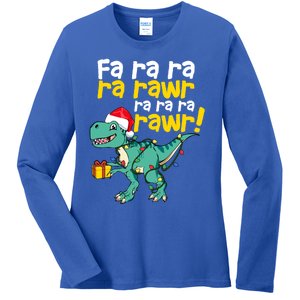 Dinosaur Christmas Fa Ra Ra Ra Rawr Trex Xmas Great Gift Ladies Long Sleeve Shirt