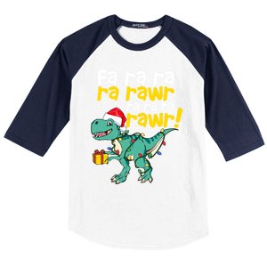 Dinosaur Christmas Fa Ra Ra Ra Rawr Trex Xmas Great Gift Baseball Sleeve Shirt