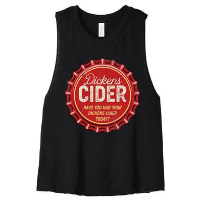 Dickens Cider Fun Bottle Top Pun Design Cheeky Innuendo Women's Racerback Cropped Tank