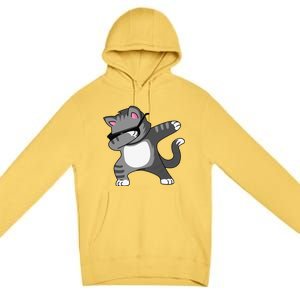 Dabbing Cat Funny Cat Dab Dance Cute Dabbing Kitty Premium Pullover Hoodie