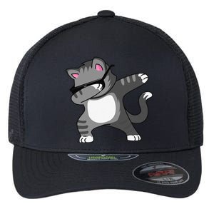 Dabbing Cat Funny Cat Dab Dance Cute Dabbing Kitty Flexfit Unipanel Trucker Cap