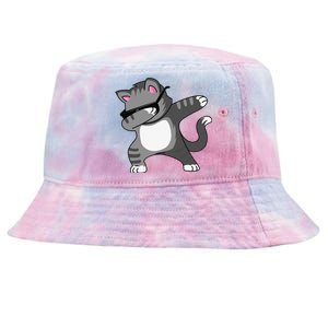 Dabbing Cat Funny Cat Dab Dance Cute Dabbing Kitty Tie-Dyed Bucket Hat