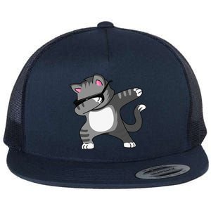 Dabbing Cat Funny Cat Dab Dance Cute Dabbing Kitty Flat Bill Trucker Hat