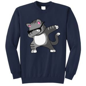 Dabbing Cat Funny Cat Dab Dance Cute Dabbing Kitty Tall Sweatshirt