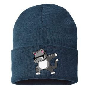 Dabbing Cat Funny Cat Dab Dance Cute Dabbing Kitty Sustainable Knit Beanie