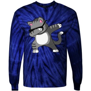 Dabbing Cat Funny Cat Dab Dance Cute Dabbing Kitty Tie-Dye Long Sleeve Shirt