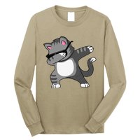 Dabbing Cat Funny Cat Dab Dance Cute Dabbing Kitty Long Sleeve Shirt